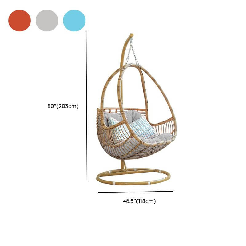 Metal stand porch swing with tropical unfinished color, pads, and chain for two swings