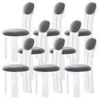 Contemporary upholstered dining chair with clear acrylic frame for kitchen seating