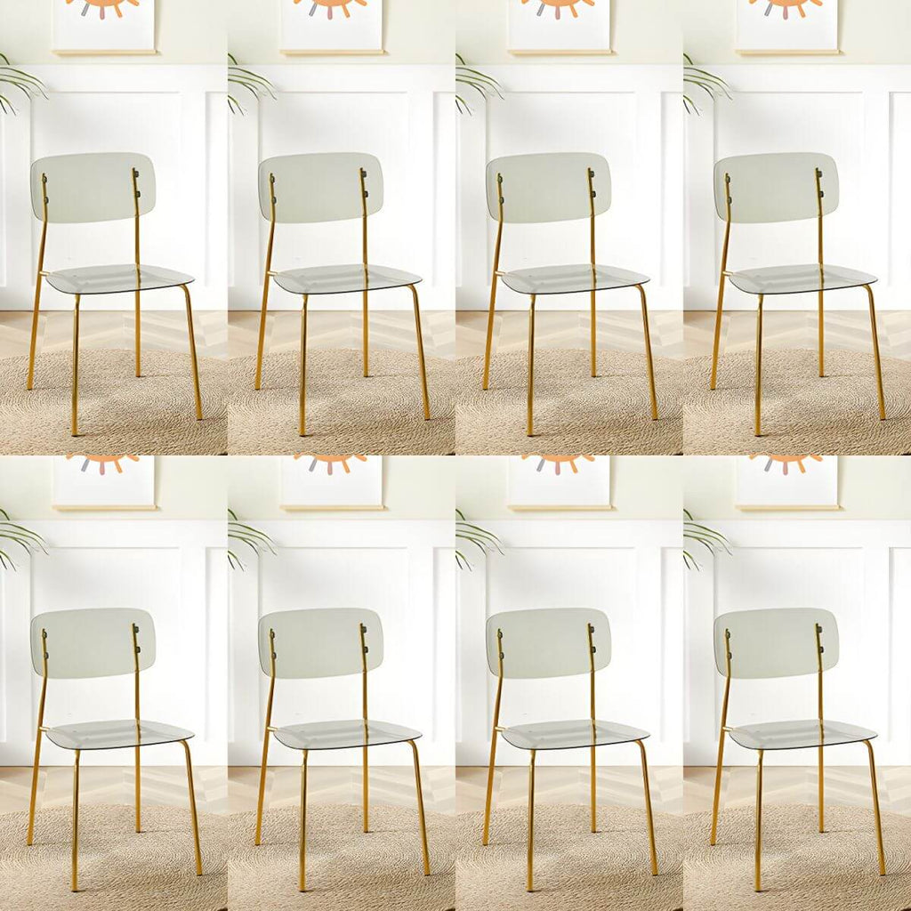 Transparent acrylic dining chair with modern design, perfect for living room and kitchen seating