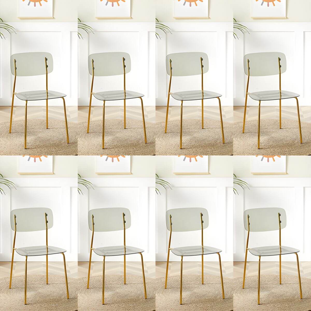 Transparent acrylic dining chair with modern design, perfect for living room and kitchen seating