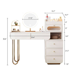 Light Luxury White Makeup Vanity with Jewelry Storage & Drawers Included