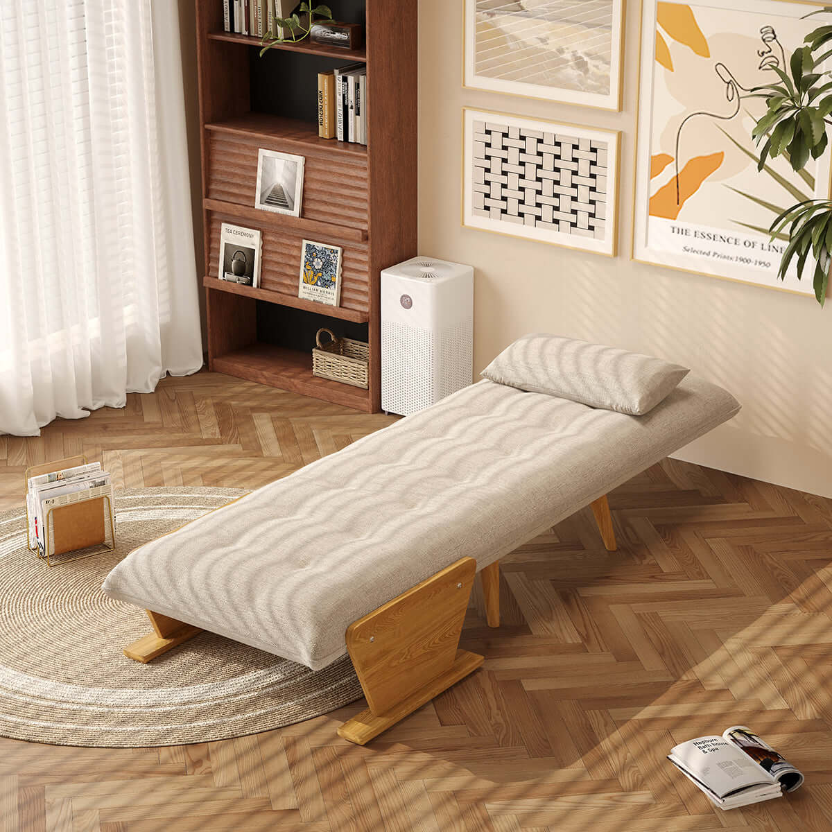 3-in-1 folding sofa chair bed with armrests, available in three sizes for versatile seating and sleeping