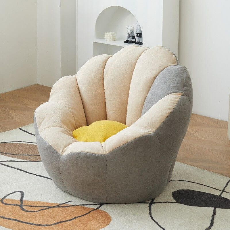 Lemon color cotton blend Papasan chair with slipcover and sewn pillow back accent