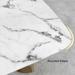 Modern 70.9" Marble Dining Table Rectangular Top Stainless Steel Base