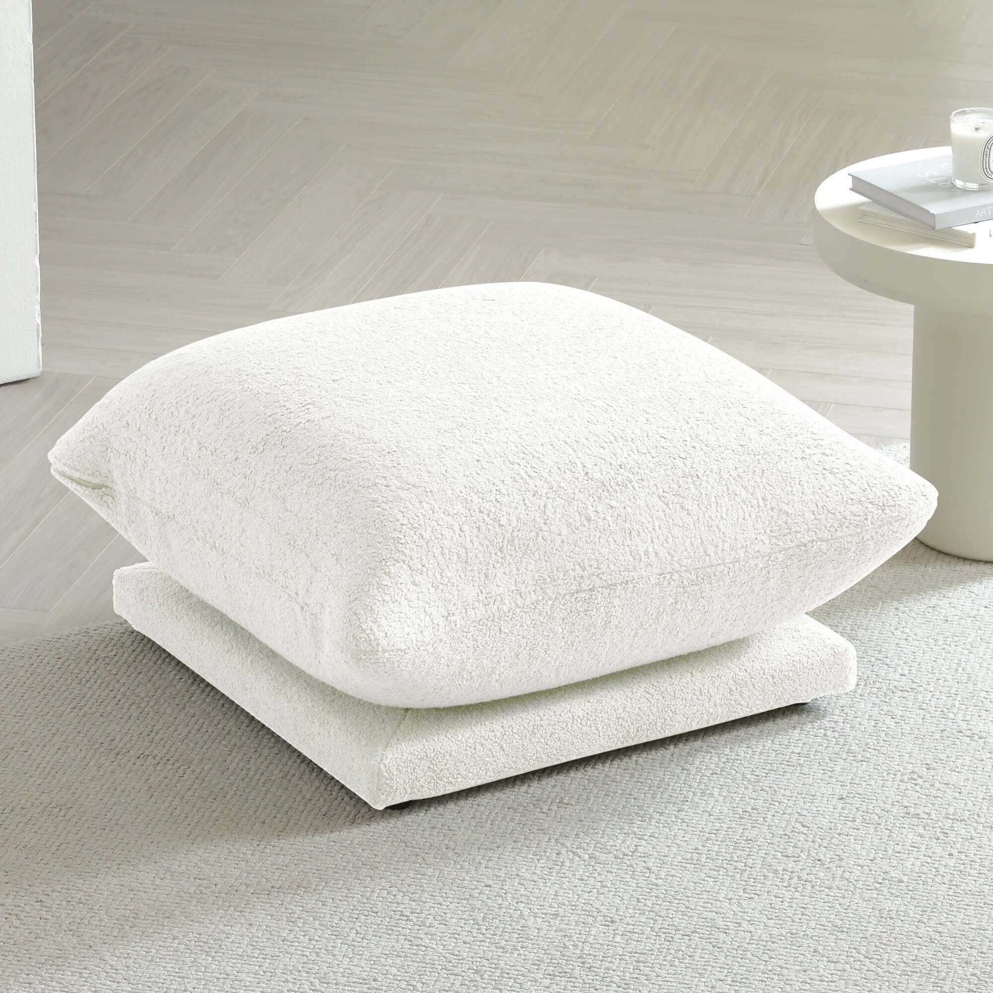 Oversized modern modular cloud sectional couch with lambswool fabric and chaise lounge