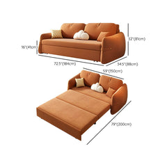 Modern Orange Polyester Blend Sleeper Sofa with Scratch-Resistant Function and Detachable Mattress Futons