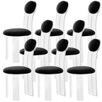 Contemporary upholstered dining chair with clear acrylic frame for kitchen seating