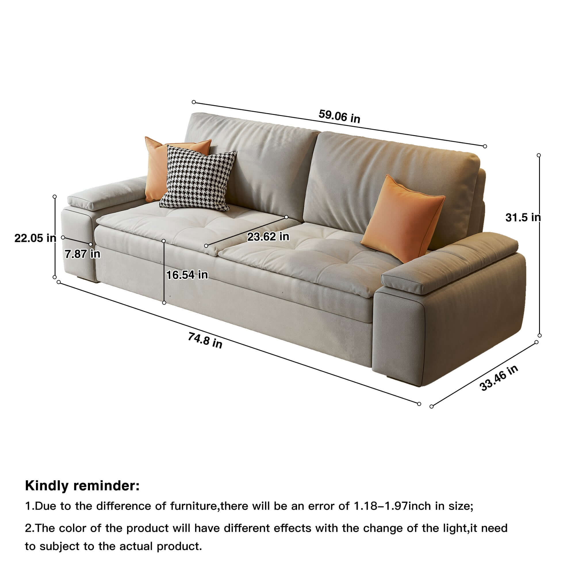 Convertible sleeper sofa bed with storage and pull-out design for modern living spaces