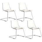 Scandinavian style plastic and acrylic dining side chair with silver legs, non-upholstered design