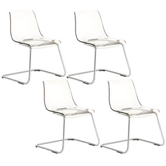 Scandinavian Style Plastic & Acrylic Side Chair Silver Legs Non-Upholstered Chair Dining Chairs