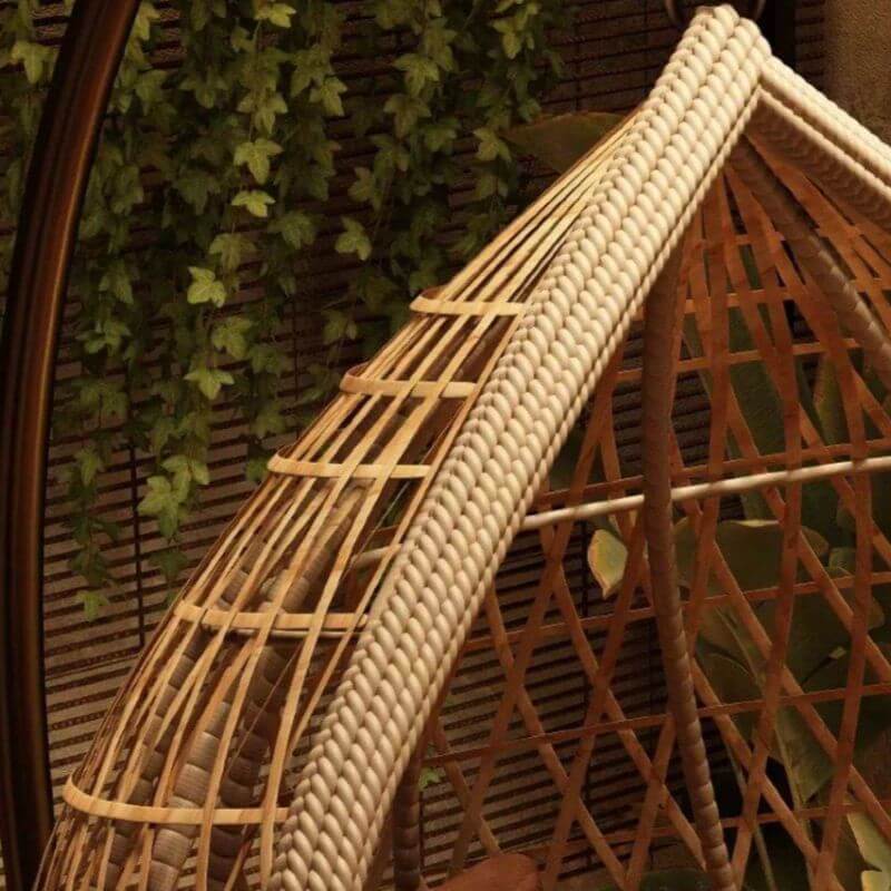 Auburn tropical alloy porch swing with stand, cushions, and chain for outdoor comfort