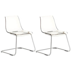 Scandinavian Style Plastic & Acrylic Side Chair Silver Legs Non-Upholstered Chair Dining Chairs