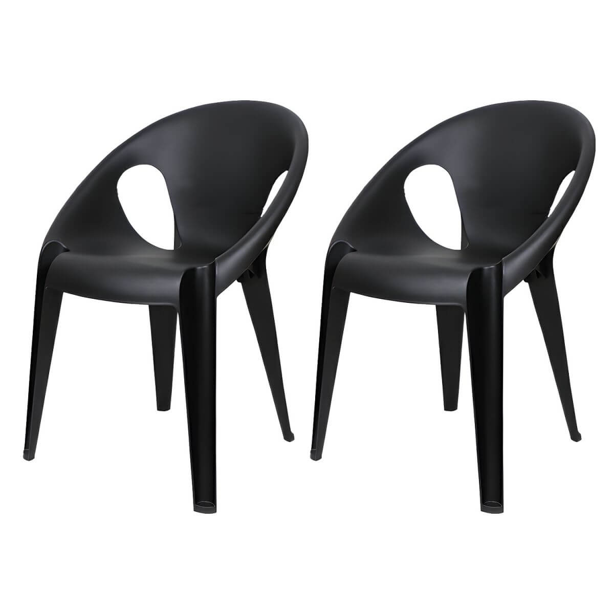 Stackable modern arm chair with open back made of plastic and acrylic for dining