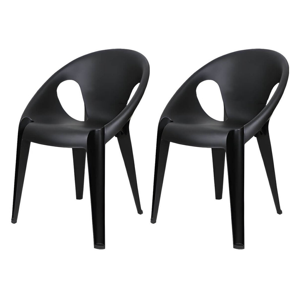 Stackable modern arm chair with open back made of plastic and acrylic for dining