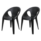 Stackable modern arm chair with open back made of plastic and acrylic for dining
