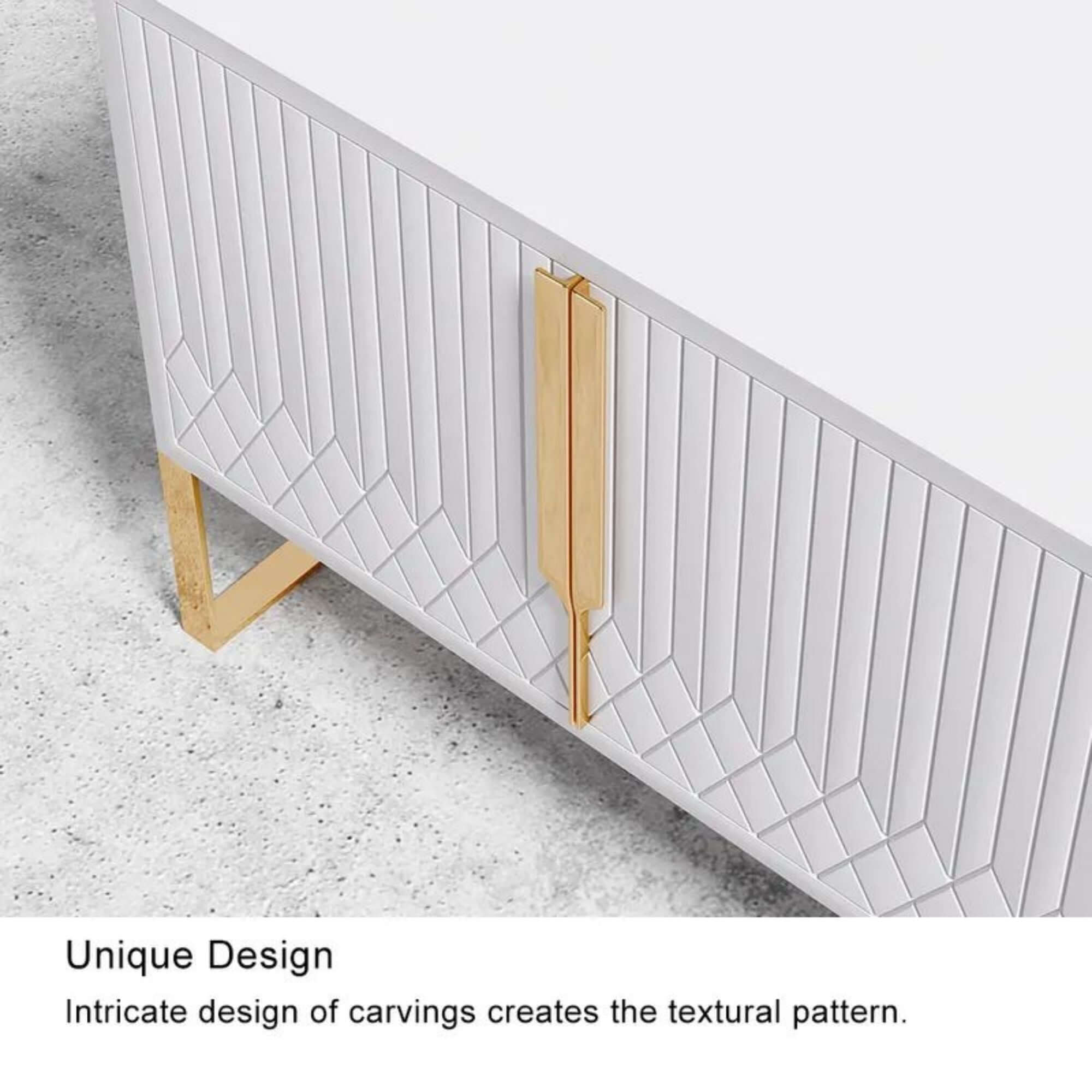 Modern TV stand with two drawers and cabinets for media storage