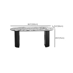 Chic Oval Multicolor Genuine Marble Dining Table Set for 4 Chairs Dining Room Sets