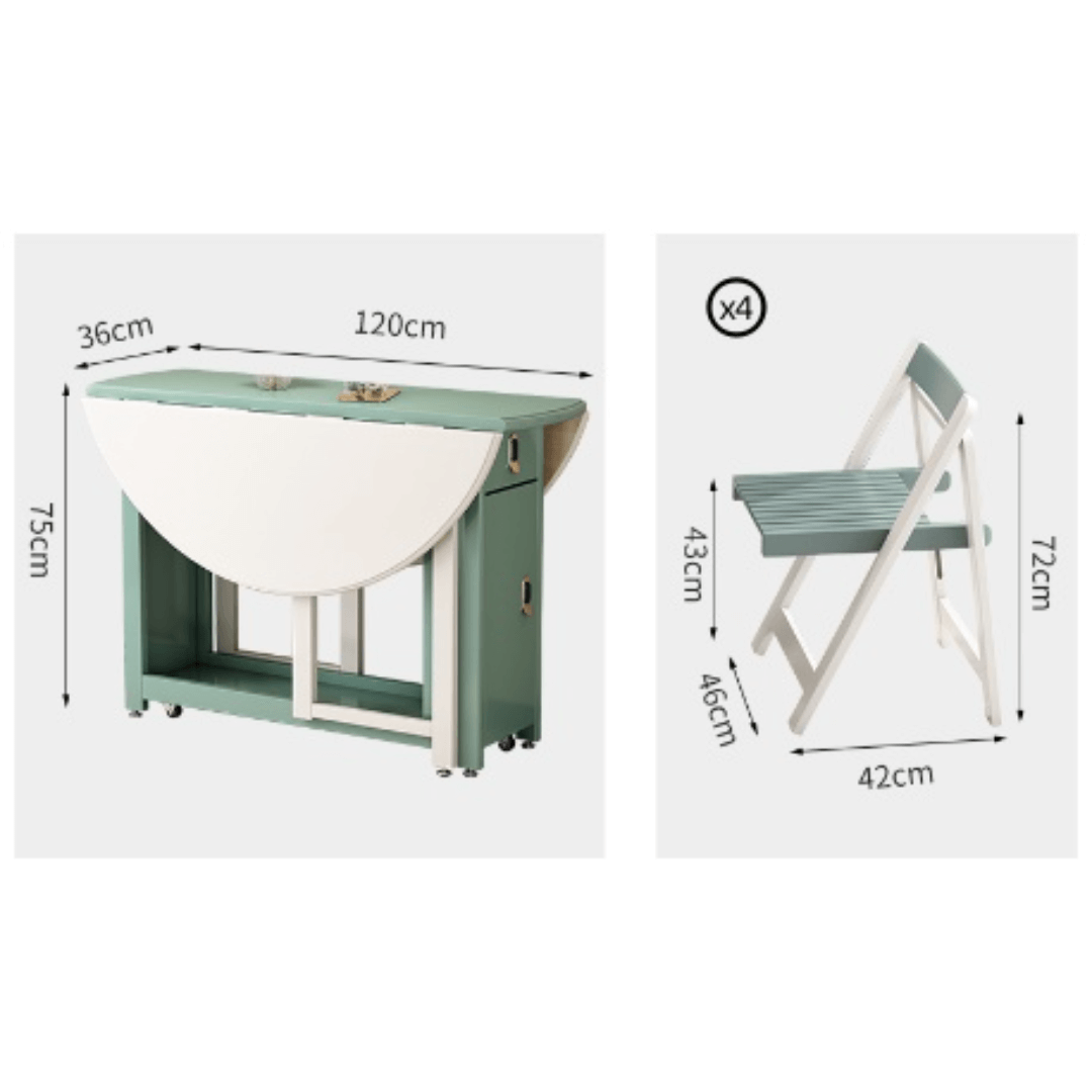 Solid wood folding dining set with smooth surface, easy mobility, and stable design