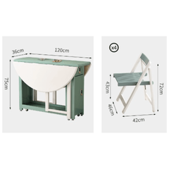 Smooth Surface Solid Wood Folding Dining Set with Easy Mobility and Stability