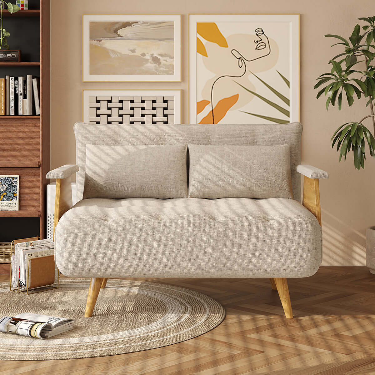 3-in-1 folding sofa chair bed with armrests, available in three sizes for versatile seating and sleeping