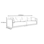 Modern 35-inch polyester sofa with square arms and bolster pillows for living room seating