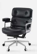 Calm Mid-Century Executive Office Chair in Oil-Wax Faux Leather