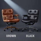 Calm Mid-Century Executive Office Chair in Oil-Wax Faux Leather