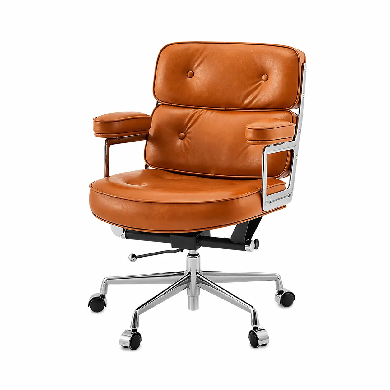 Calm Mid-Century Executive Office Chair in Oil-Wax Faux Leather Main Product Image Image principale du produit
