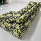 Camo Linen Cotton Sectional Sofa With Chaise, Low-Profile Artistic Lounge