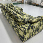 Camo Linen Cotton Sectional Sofa With Chaise, Low-Profile Artistic Lounge