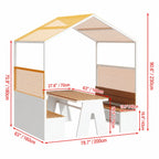 Canopy Pavilion Outdoor Dining Bench Set with Aluminum Frame and Privacy Panels Dimensions