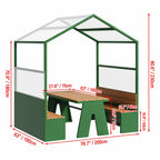 Canopy Pavilion Outdoor Dining Bench Set with Aluminum Frame and Privacy Panels