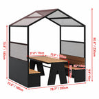 Canopy Pavilion Outdoor Dining Bench Set with Aluminum Frame and Privacy Panels