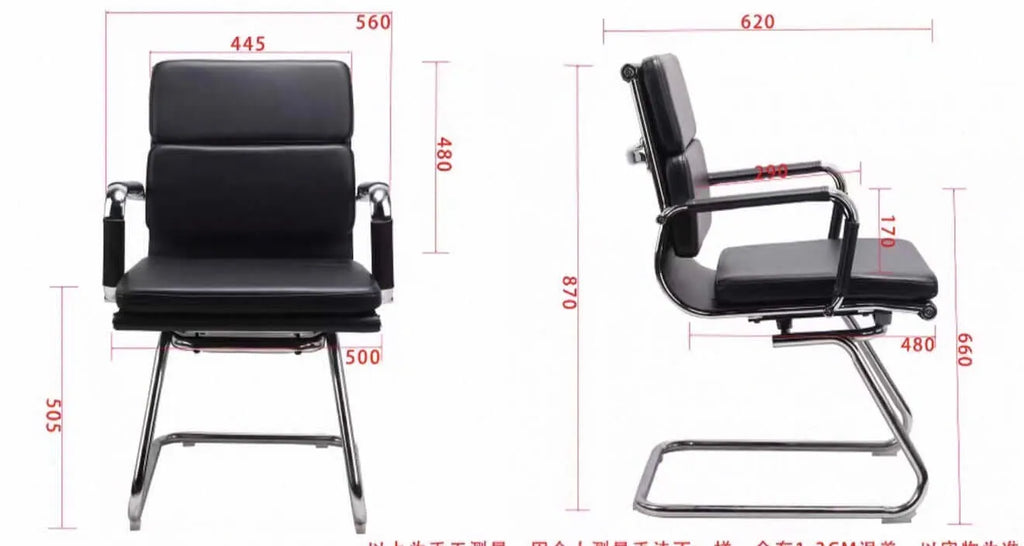 Cantilever Executive Office Chair – Black Faux Leather with Chrome Base