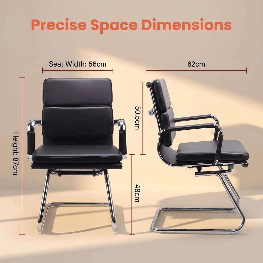 Cantilever Executive Office Chair – Black Faux Leather with Chrome Base