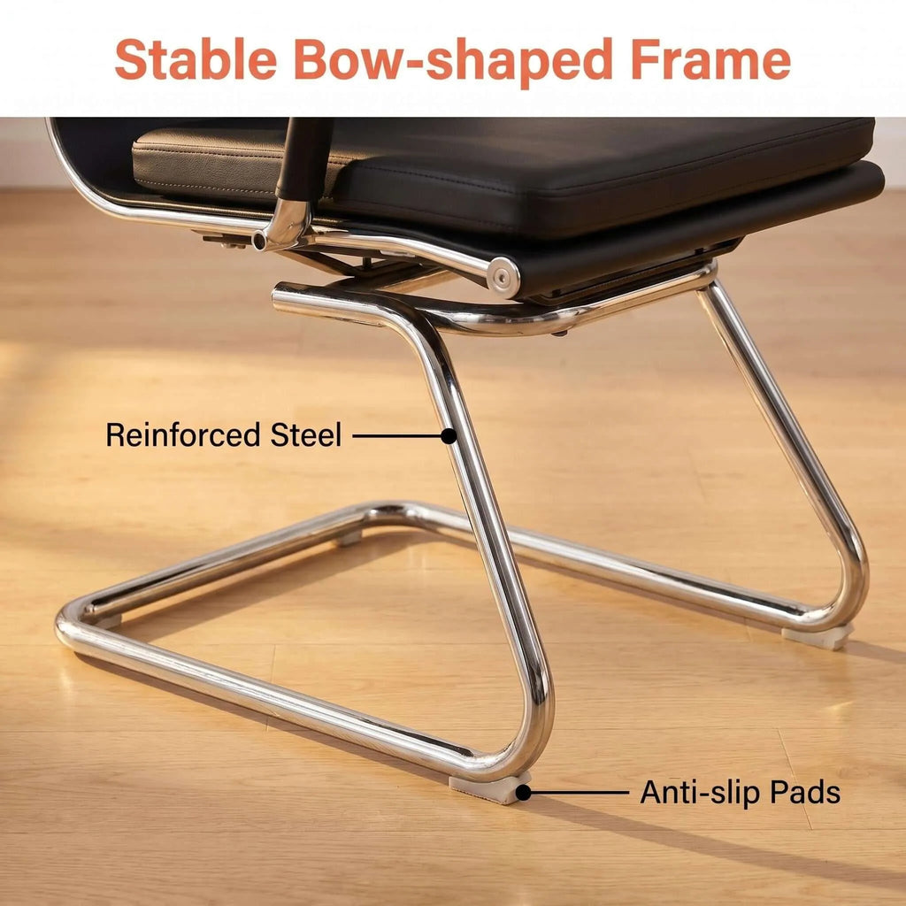 Cantilever Executive Office Chair – Black Faux Leather with Chrome Base