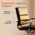 Cantilever Executive Office Chair – Black Faux Leather with Chrome Base