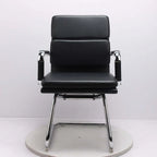 Cantilever Executive Office Chair – Black Faux Leather with Chrome Base