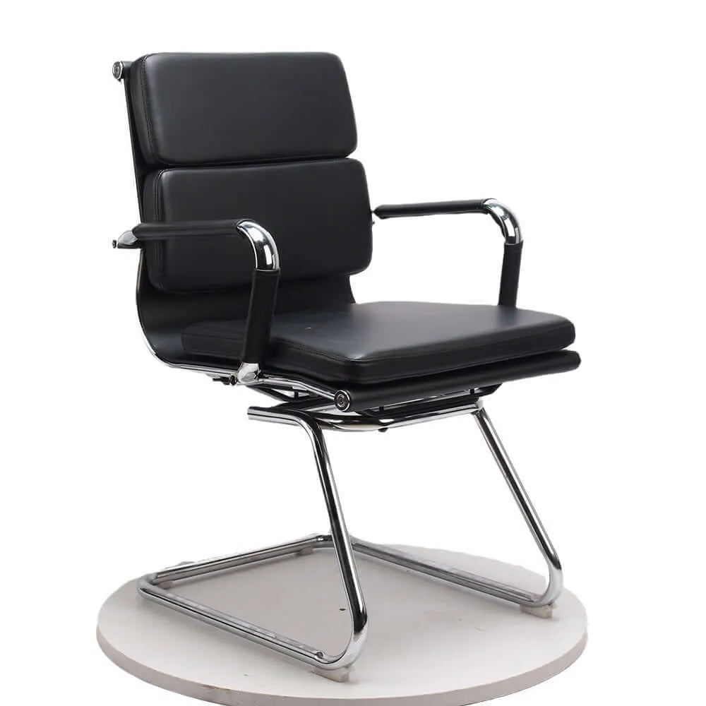 Cantilever Executive Office Chair – Black Faux Leather with Chrome Base Main Product Image Main image