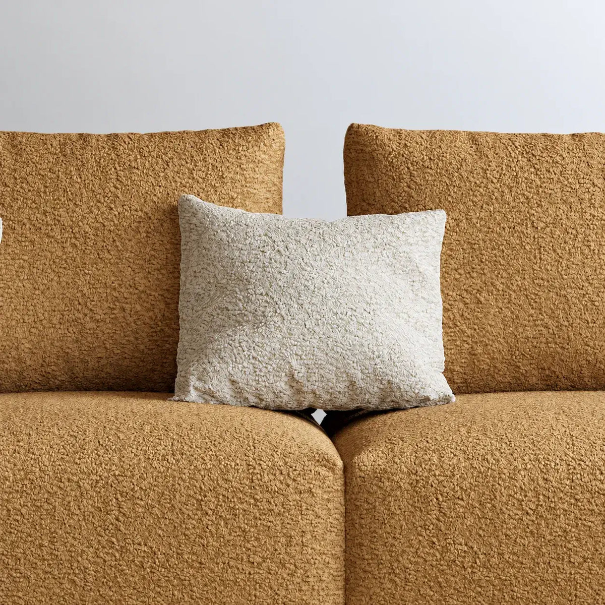 Caramel Textured Modular Sofa with Low Lounge Silhouette
