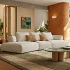 Caramel Textured Modular Sofa with Low Lounge Silhouette