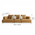 Caramel Textured Modular Sofa with Low Lounge Silhouette Dimensions