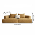 Caramel Textured Modular Sofa with Low Lounge Silhouette Dimensions
