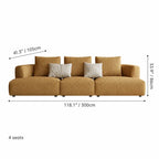 Caramel Textured Modular Sofa with Low Lounge Silhouette Dimensions