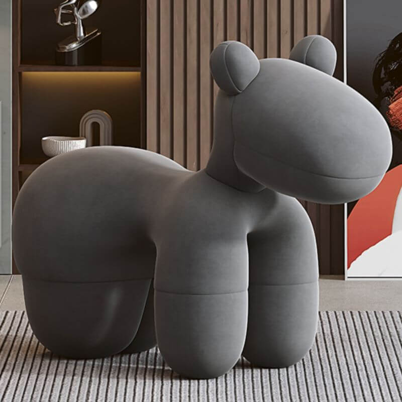 Caramel Upholstered Animal-Themed Chair for Kids Playroom