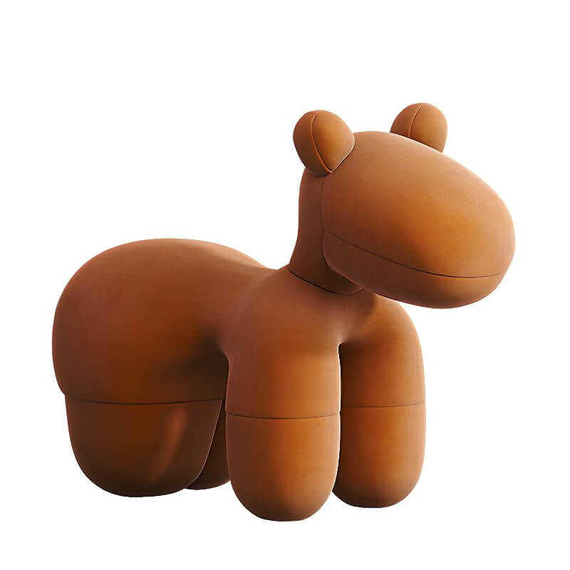 Caramel Upholstered Animal-Themed Chair for Kids Playroom