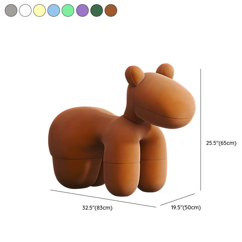 Caramel Upholstered Animal-Themed Chair for Kids Playroom Dimensions