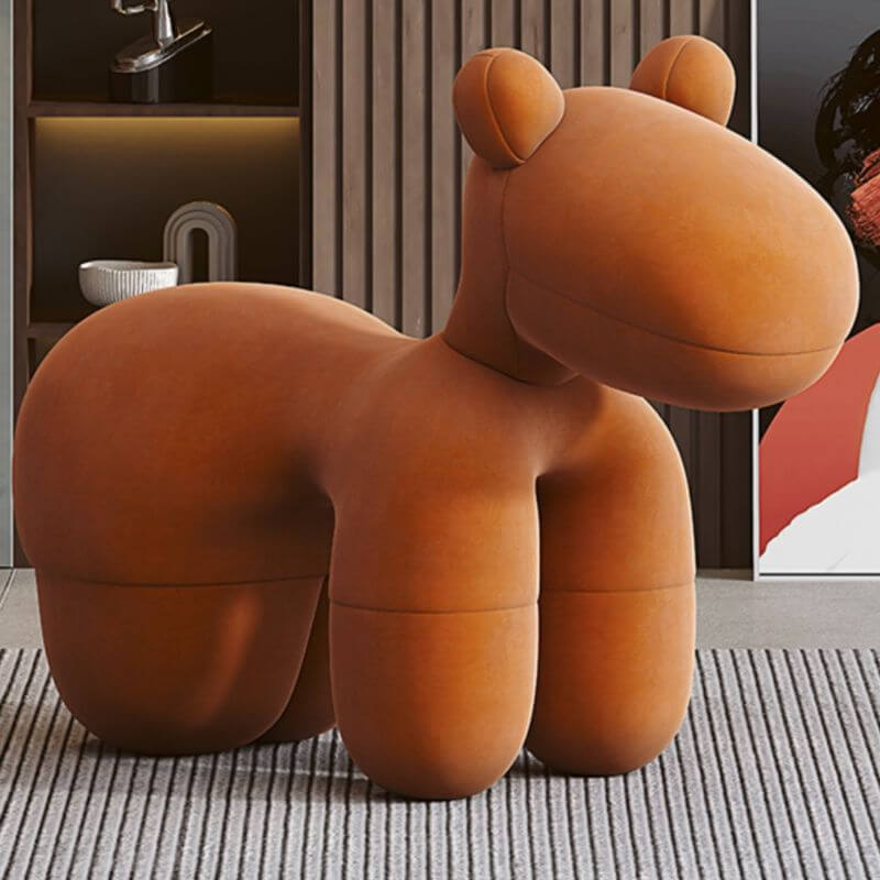 Caramel Upholstered Animal-Themed Chair for Kids Playroom Main Product Image