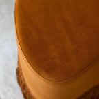Caramel Velvet Tassel Accent Stool for Vanity, Bedroom and Entryway