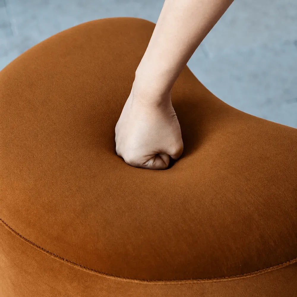 Caramel Velvet Tassel Accent Stool for Vanity, Bedroom and Entryway